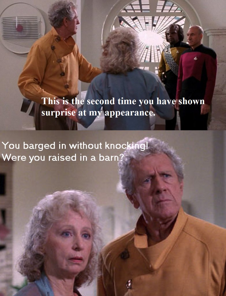 Manners, my son. Manners. You embarrass me before our guest. Master Barclay will spank you if you misbehave.